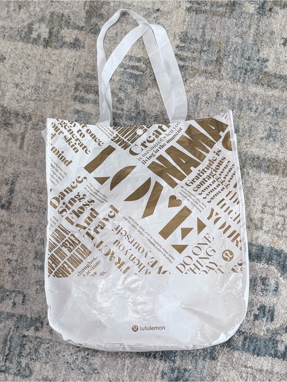 lululemon athletica White Tote with Gold Print